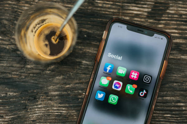 Smartphone with coffee